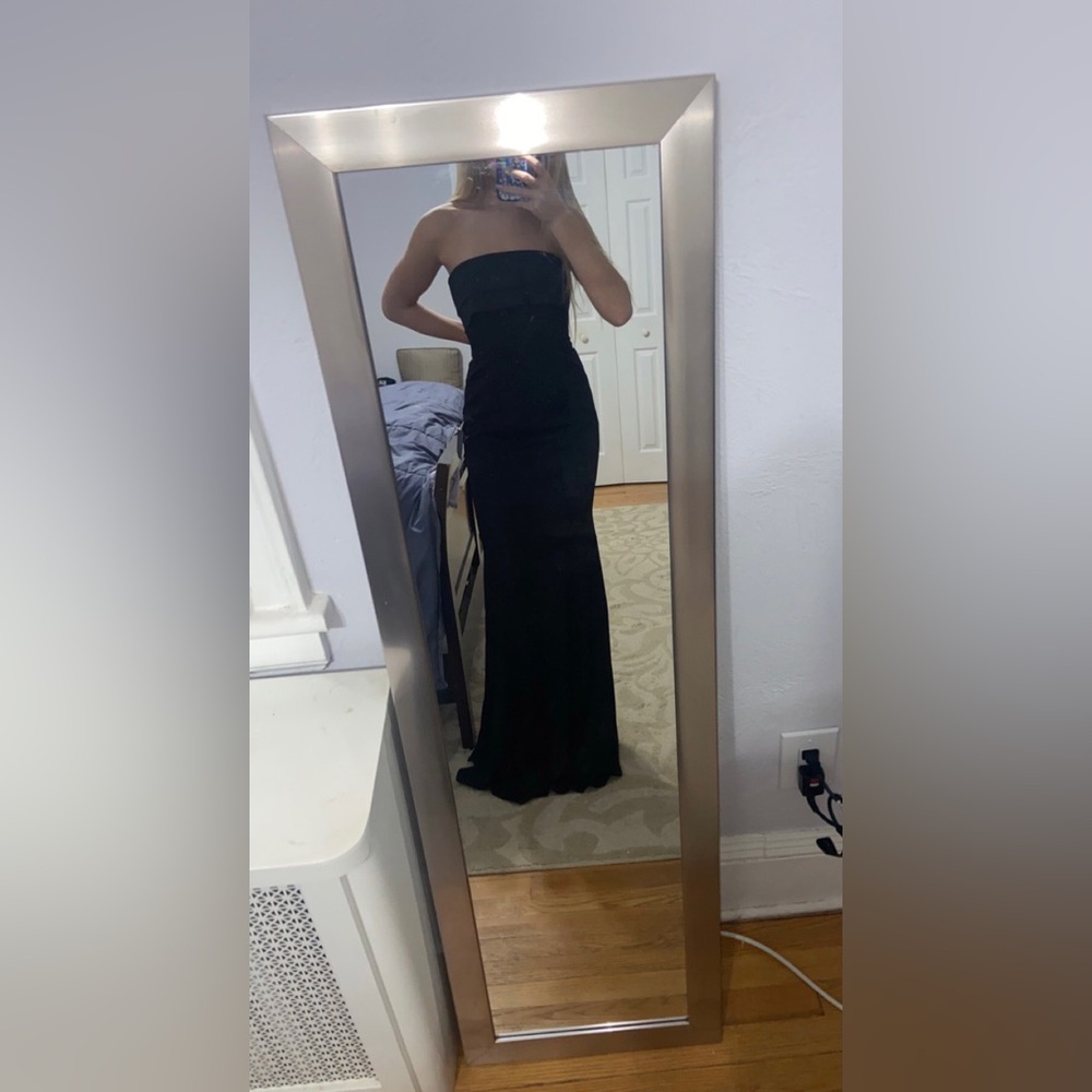 Lulus Brilliantly Bold Strapless Black Gown